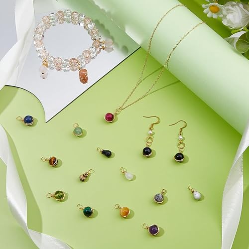 Miniatura 5 de SUPERFINDINGS Colgantes de piedras preciosas chapado en oro platino alambre de cobre envuelto redondo colgante encanto cuarzo cristal piedra encantos