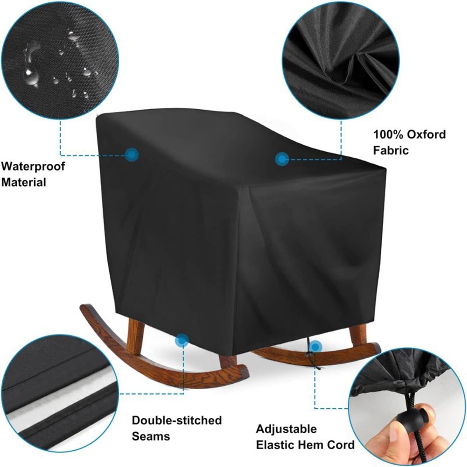 Funda para Mecedora – Funda extraíble de Tela Oxford para Mecedora, fácil de Limpiar a máquina con Protector de Silla para Muebles de Exterior e Interior