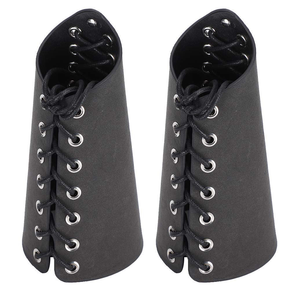 KASTWAVE Leather Arm Guards, PU Leather Adjustable Gauntlet Wristband Medieval Punk Bracer, Archery Arm Guard for Women Men Boys, 2 Pcs