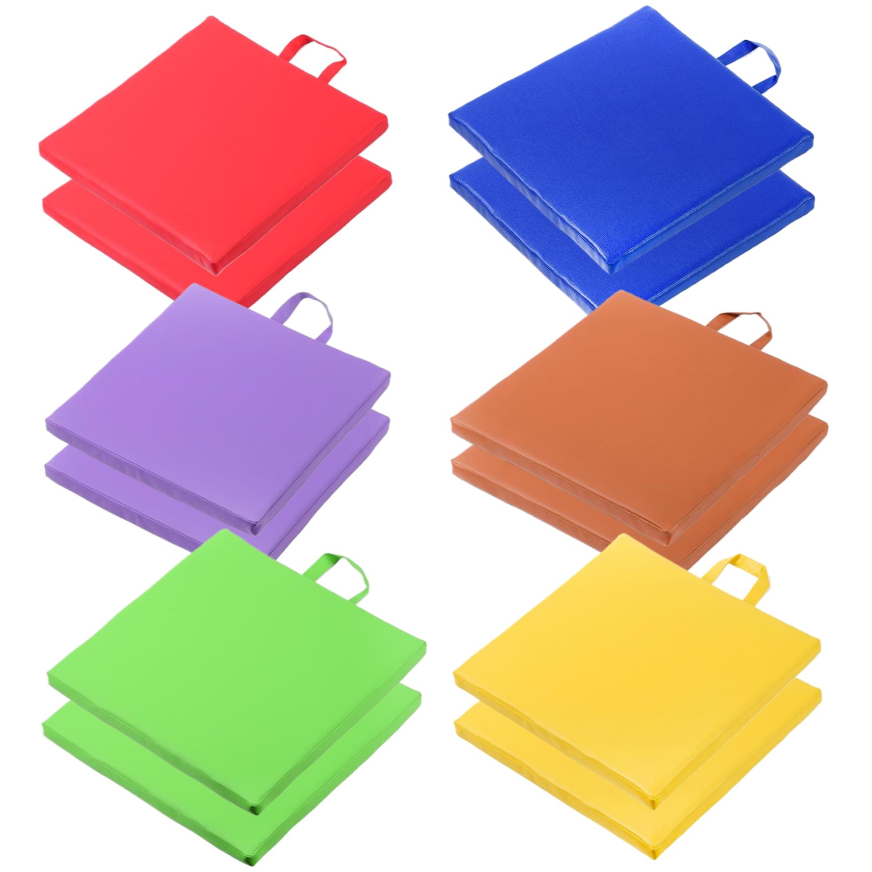 Cuscini per pavimenti per classe, cuscini per pavimenti da 12 pezzi da 12 pollici con maniglia, sedili a sedere flessibili morbidi per bambini, asilo nido, in età prescolare (6 colori)