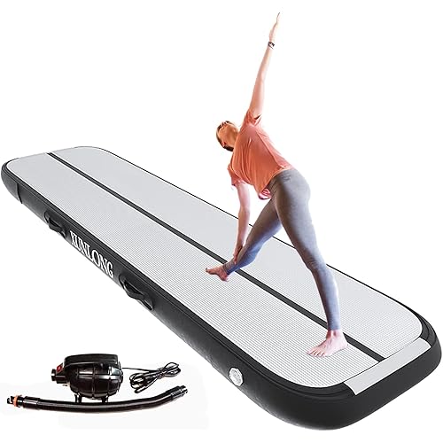 XUNLONG Air Mat Tumble Track 4/8 inchs Thickness Inflatable Gymnastics Training Mat 10ft/13ft/16ft/20ft with Electric Air Pump for Cheerleading/Training/Water Fun/Park/Home use