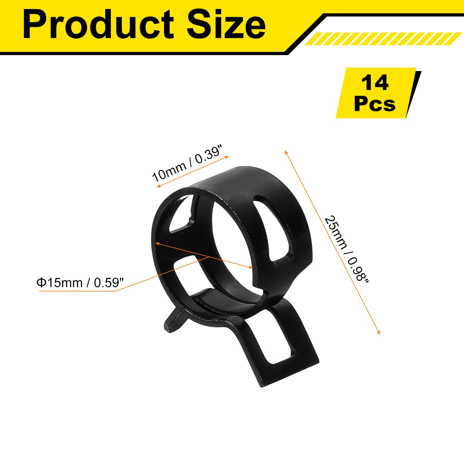 Sourcingmap 14Pcs Spring Band Type Action Fuel/Silicone Vacuum Hose Pipe Clamp - Image 2