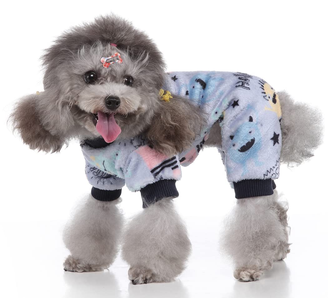 XIAOYU Halloween Dog Pajamas Soft Warm Pet Clothes Cat Apparel Dog Jumpsuit for Small Dogs Cats Pets Monster, M - Image 3
