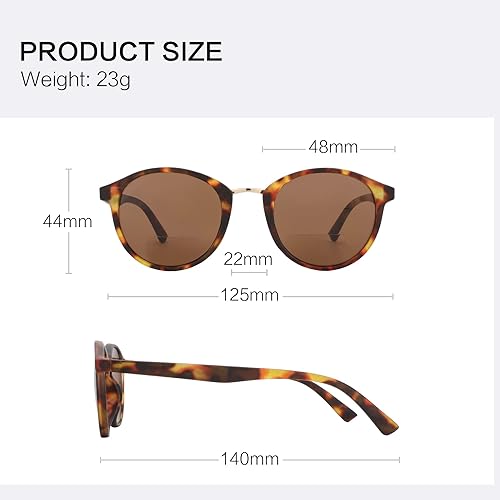 Miniatura 7 de ZENOTTIC Gafas de sol de lectura bifocales, redondas, clásicas, con protección UV, lentes de lectura al aire libre para hombres y mujeres