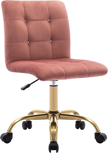 Duhome - Silla de escritorio con ruedas para mujeres y niñas elegante silla de tocador con ruedas botón copetudo para oficina en casa dormitorio