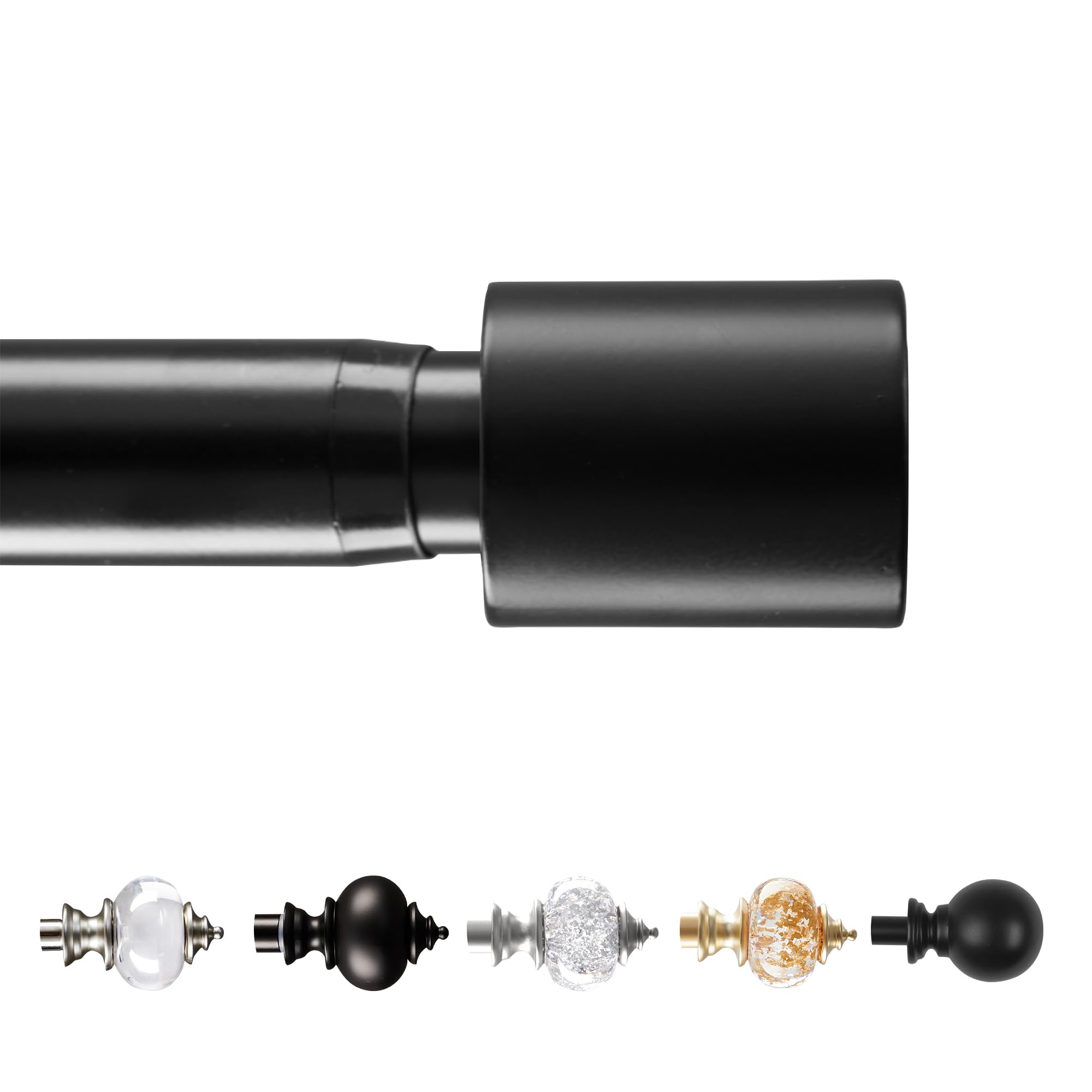 Deconovo Sturdy Metal Curtain Poles for Eyelet Curtains 76-122cm, 19mm Decorative Extendable Curtain Ploes, Black Curtain Rod for Window Includes Brackets & Fittings Set