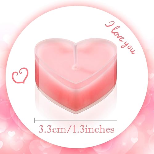 Miniatura 4 de Nuanchu 18 velas en forma de corazón para el día de San Valentín, velas de té de amor, velas para mesa de boda, centro de mesa, cena, decoración de