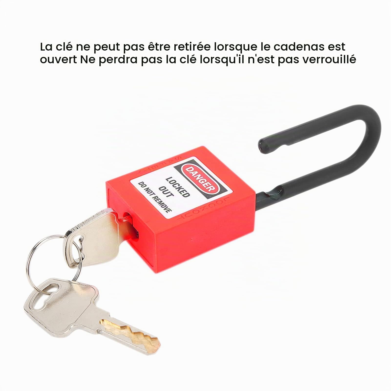 Cadenas de Sécurité, Verrou de Consignation Cadenas à Consigne Lockout Tagout Lock 38mm Nylon Industrial Engineering pour Factory Anti-poussière pour L'isolation et la sécurité (Rouge)
