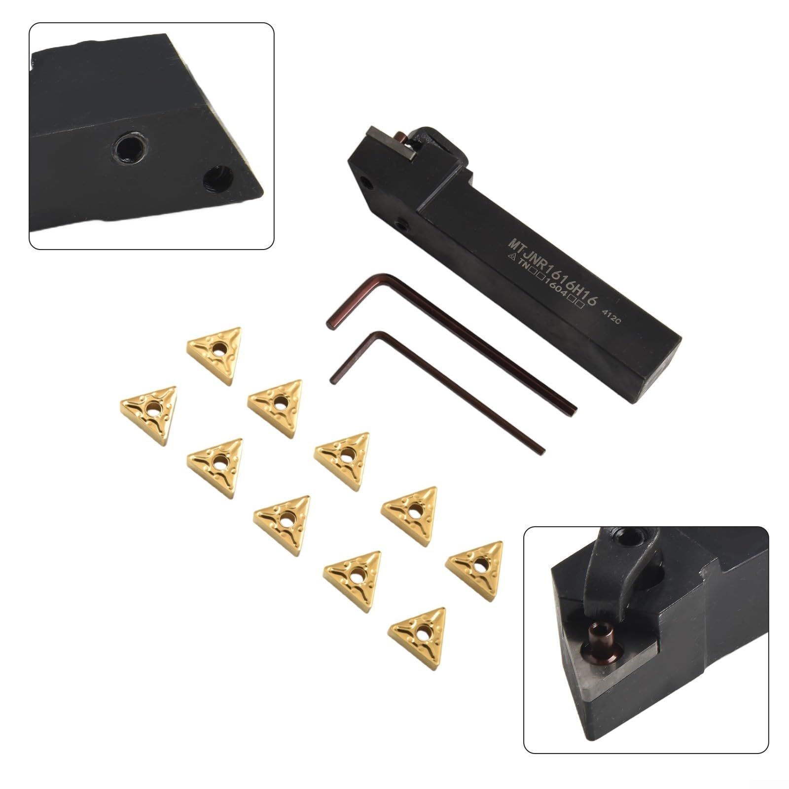 CNC-Drehset MTJNR1616H16 Werkzeughalter mit 10 TNMG160408 Hartmetalleinsätzen Präzises Drehen Einfacher Klingenwechsel Robust für Gusseisen Bearbeitung und professionelle Anwendungen