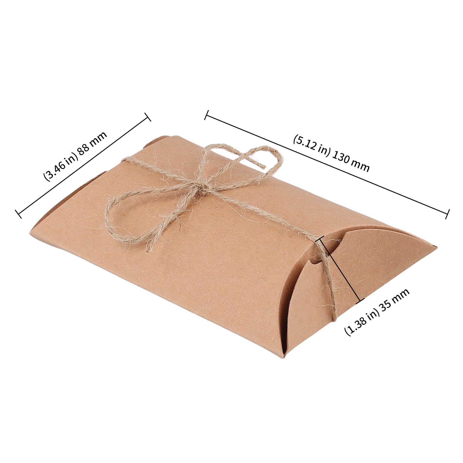 KEILEOHO Petite Boite Cadeau Lot de 150 Boîtes à Dragées en Papier Kraft Marron avec Ficelle de Jute - 13 x 8,8 x 3,5 cm - Pour Mariage, Anniversaire, Fête