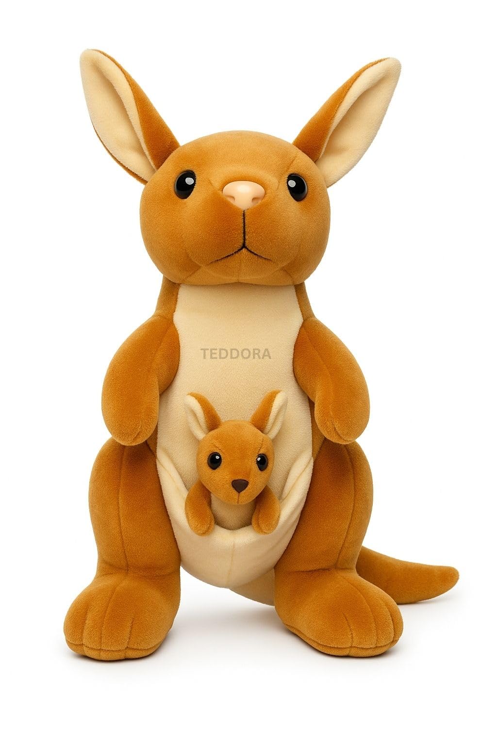 Kangaroo with Baby Soft Toy for Girls Boys Kids, Plush Animal Cuddly Stuffed Toy, Soft Fabric Decorative Nursery Room Playtime Companion Gift for Birthdays Return Surprise Edition | Brown-image-7