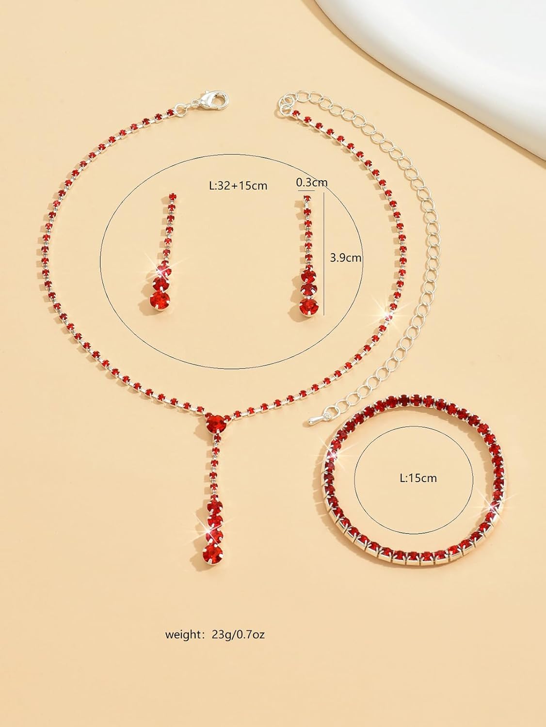 MIFYNN Rhinestone Wedding Set for Women Sparkle Crystal Earrings Necklace Bracelet Jewelry Set Wedding Party Prom Jewelry Set for Brides Bridesmaid - Image 5