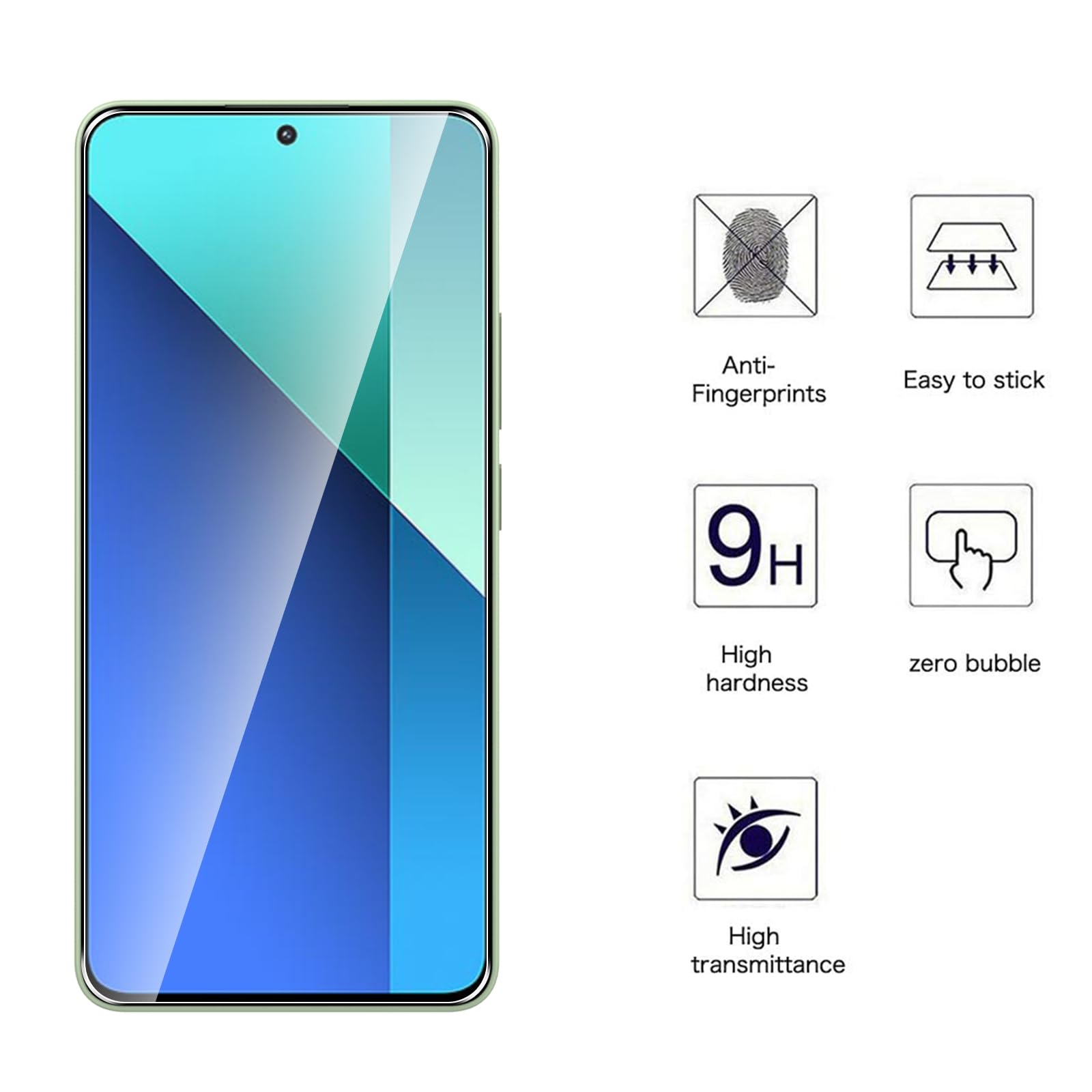 WFTE 2 Pezzi Pellicola In Vetro Temperato Per Xiaomi Redmi Note 14 4G | Protezione Schermo 9H Anti-graffio E Anti-impronte, Senza Bolle