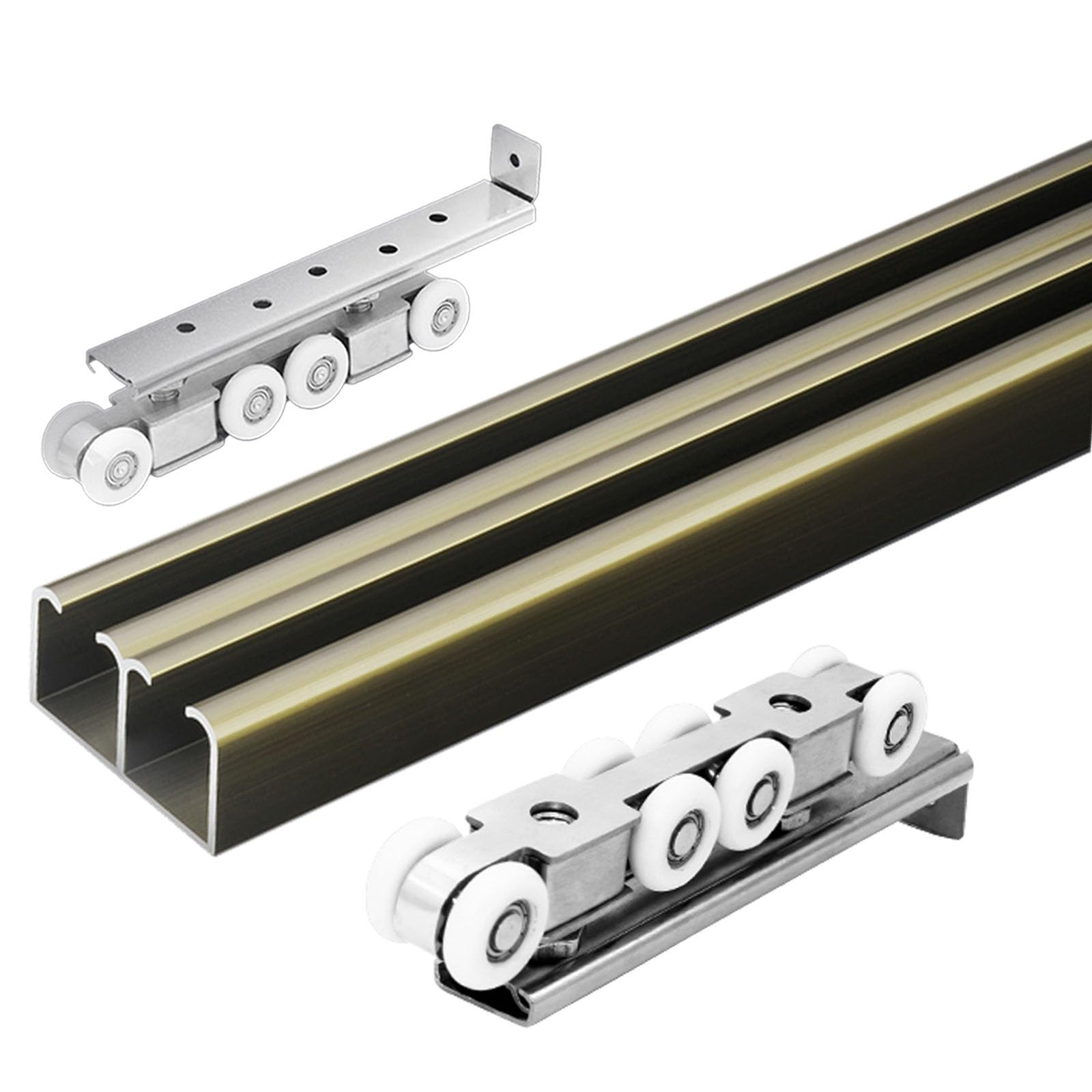 Kit rail porte coulissante placard 6m suspendu double coulissement fluide sans effort