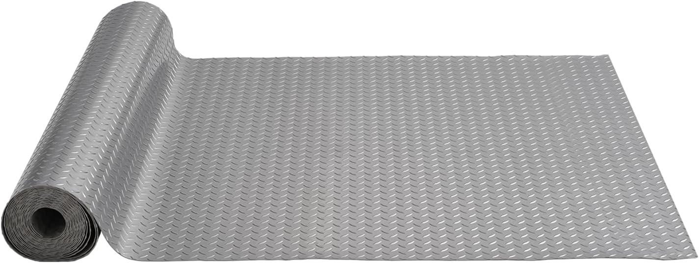 VEVOR Floor Mat, 13 x 4.9 FT PVC Flooring Roll, Non-Slip Diamond Texture, 64.58 sq.ft Covering Space, Garage Mats for Under Cars, Gyms, Boats, Car Trailer, Silver SIMILAR NOT EXACT ITEM
