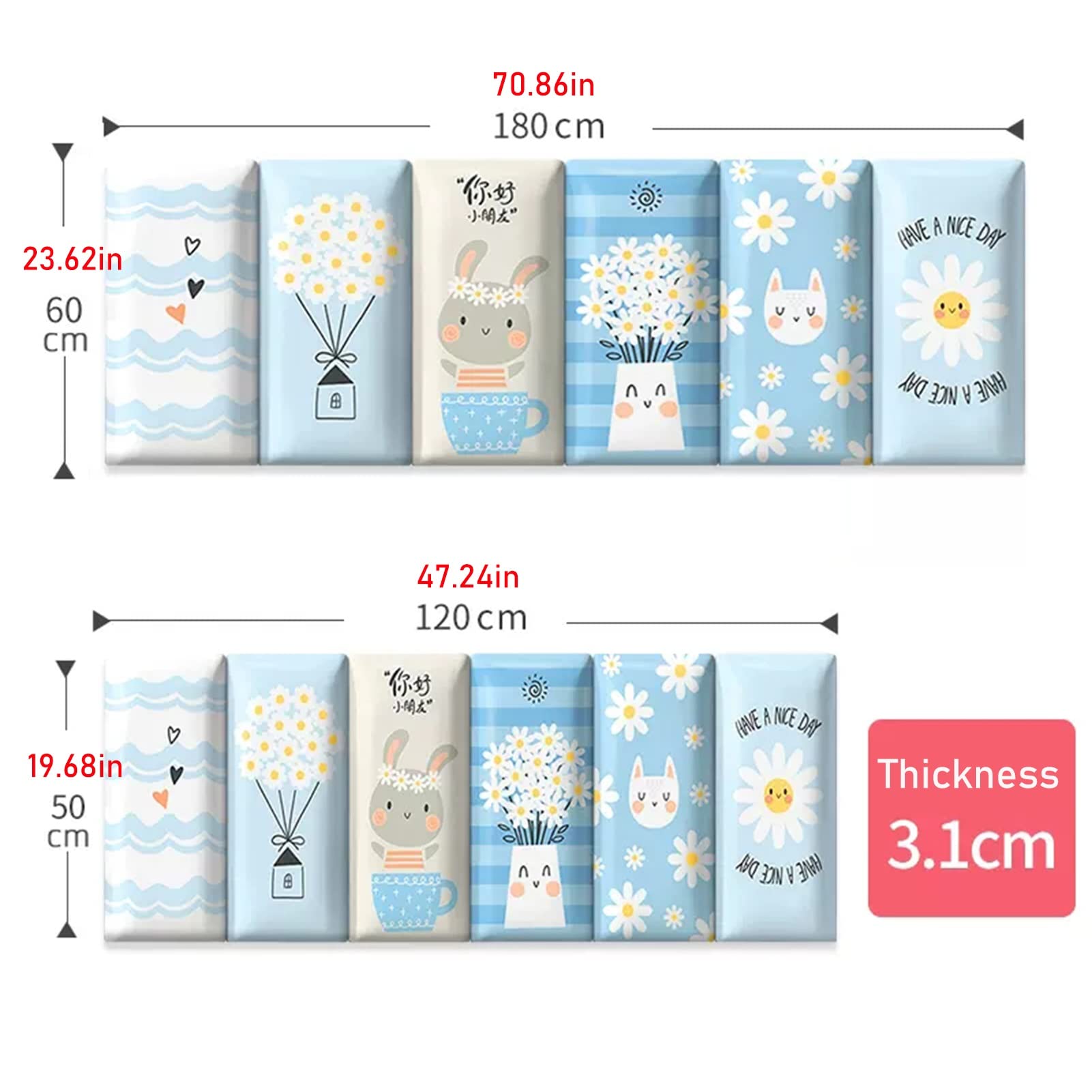 Stickers Muraux Protection De Sécurité Épaississement Anticollision Stickers Muraux Enfants 3D Fond D'écran, Salon, Chambre À Coucher, Jardin d'enfants Autocollant Bande Dessinée Stickers Muraux (Siz