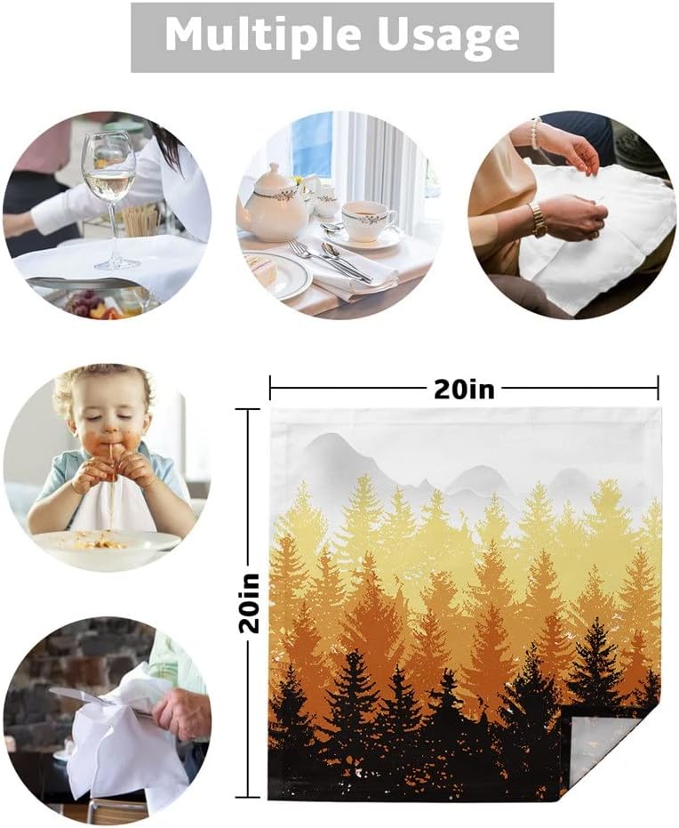 Autumn Forest Tree Cloth Napkins Set Festive Banquet Wedding Decor Tea Towel Kitchen Dinner Table Napkins(8pcs)