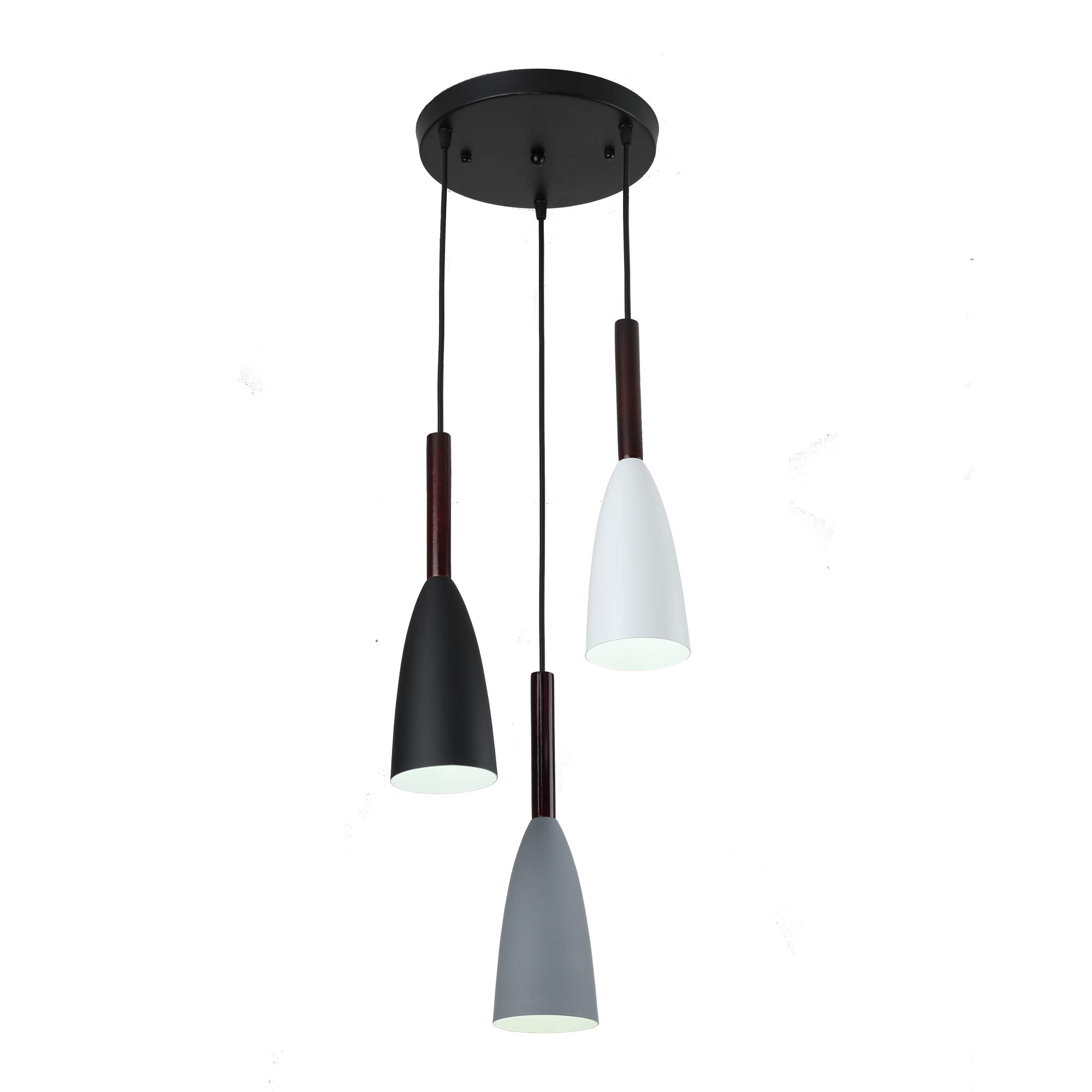 Buy Modern 3Light Wood Pendant Light Fixture Metal Ceiling Lamp Hanging Light Fixture Round