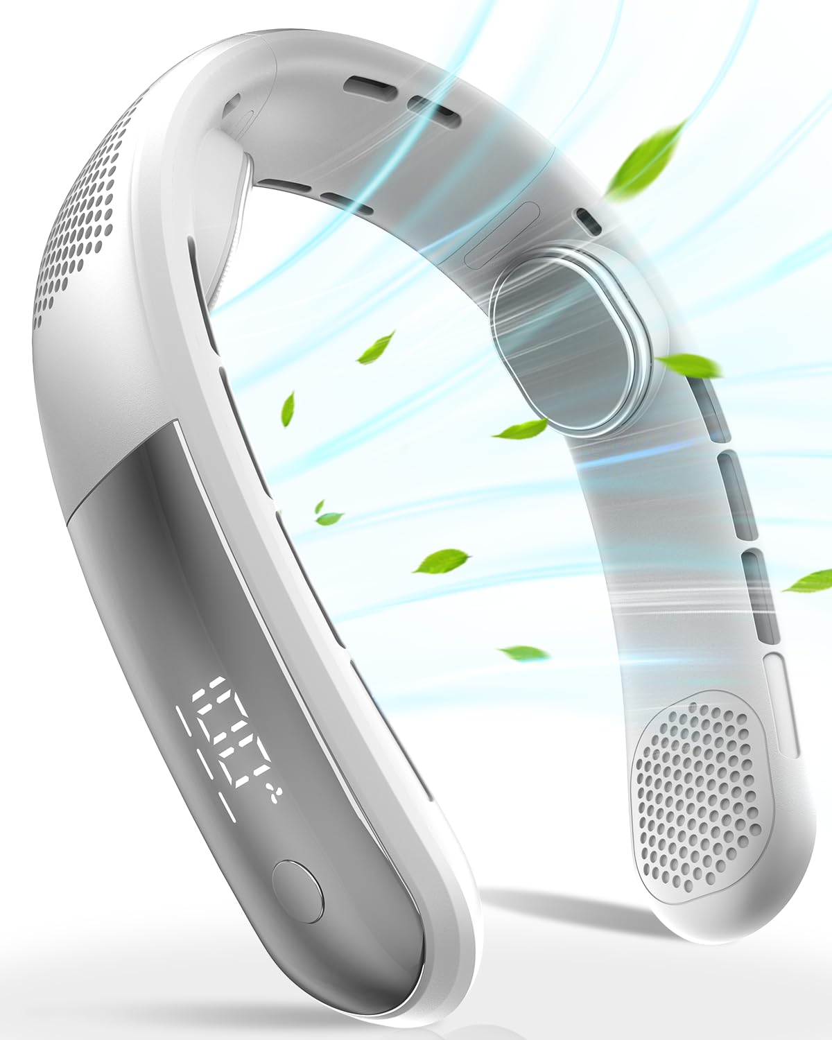 2024 Upgrade Neck Fan,Portable Digital Display Neck Fan Rechargeable,3 Speeds Adjustable Cooling Neck Fan,Relaxed Without Feeling,Travel Essentials for Women and Man,Top Holiday Gifts(White)