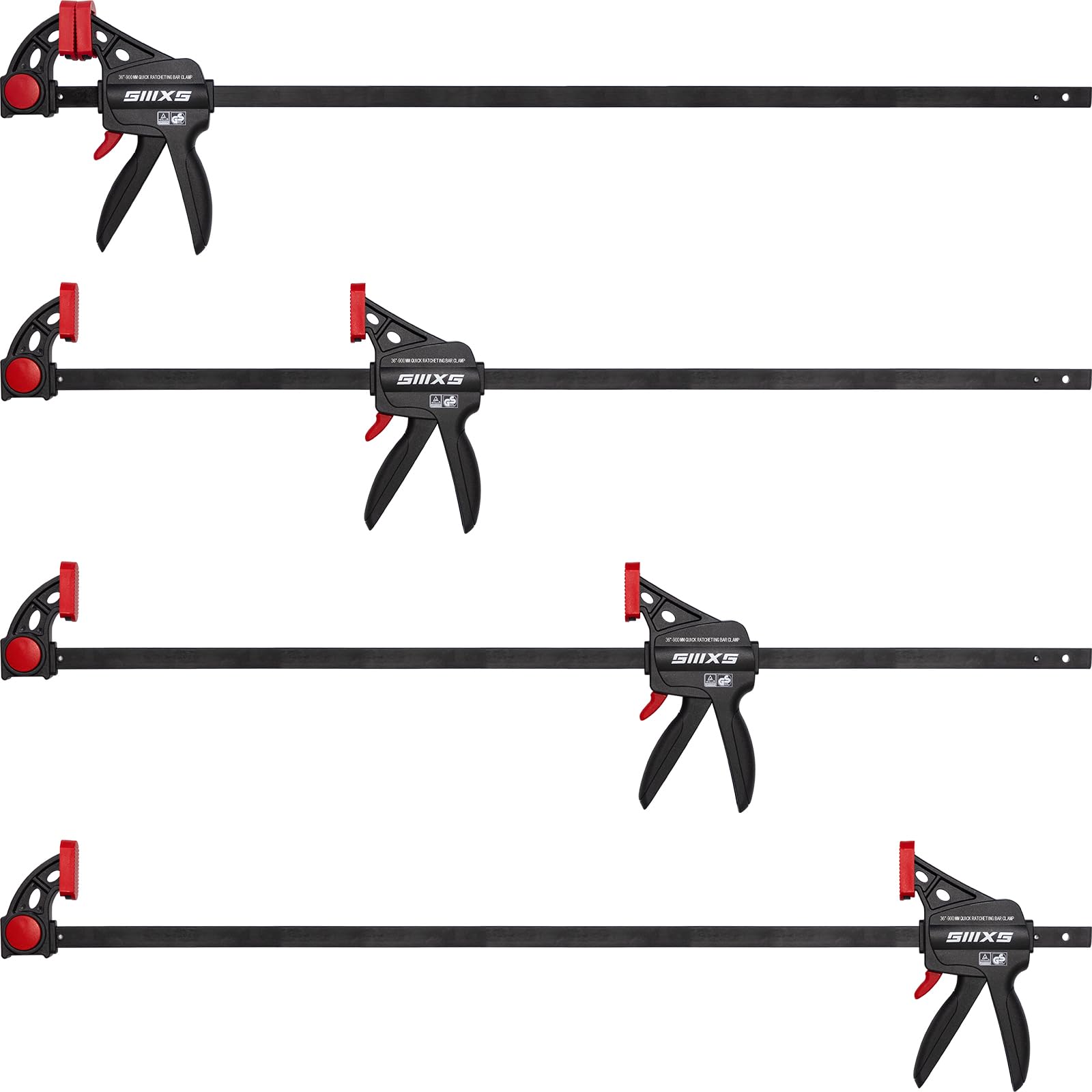 Sargentos de Barra, 4 piezas Abrazaderas de Barra, ancho de tensión 914mm, extensión 1100mm, fuerza de tensión 80Kg, con certificado GS