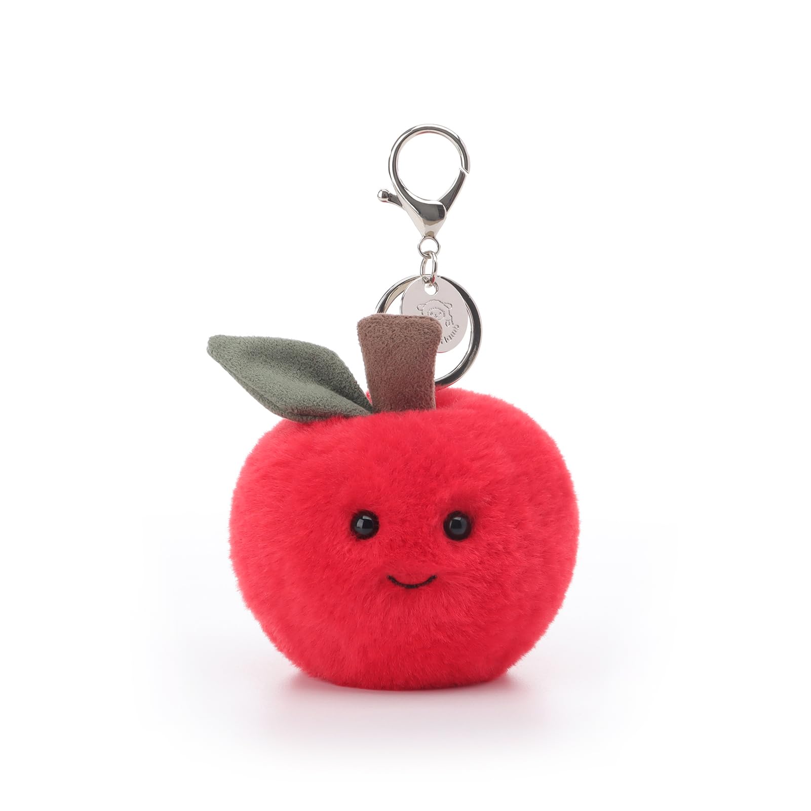 Apricot Lamb süß Apfel Obst Netter Schlüsselanhänger, weich gefüllte Plüsch Schlüsselanhänger Spielzeug für Kinderrucksack, Geldbörse, 9 cm