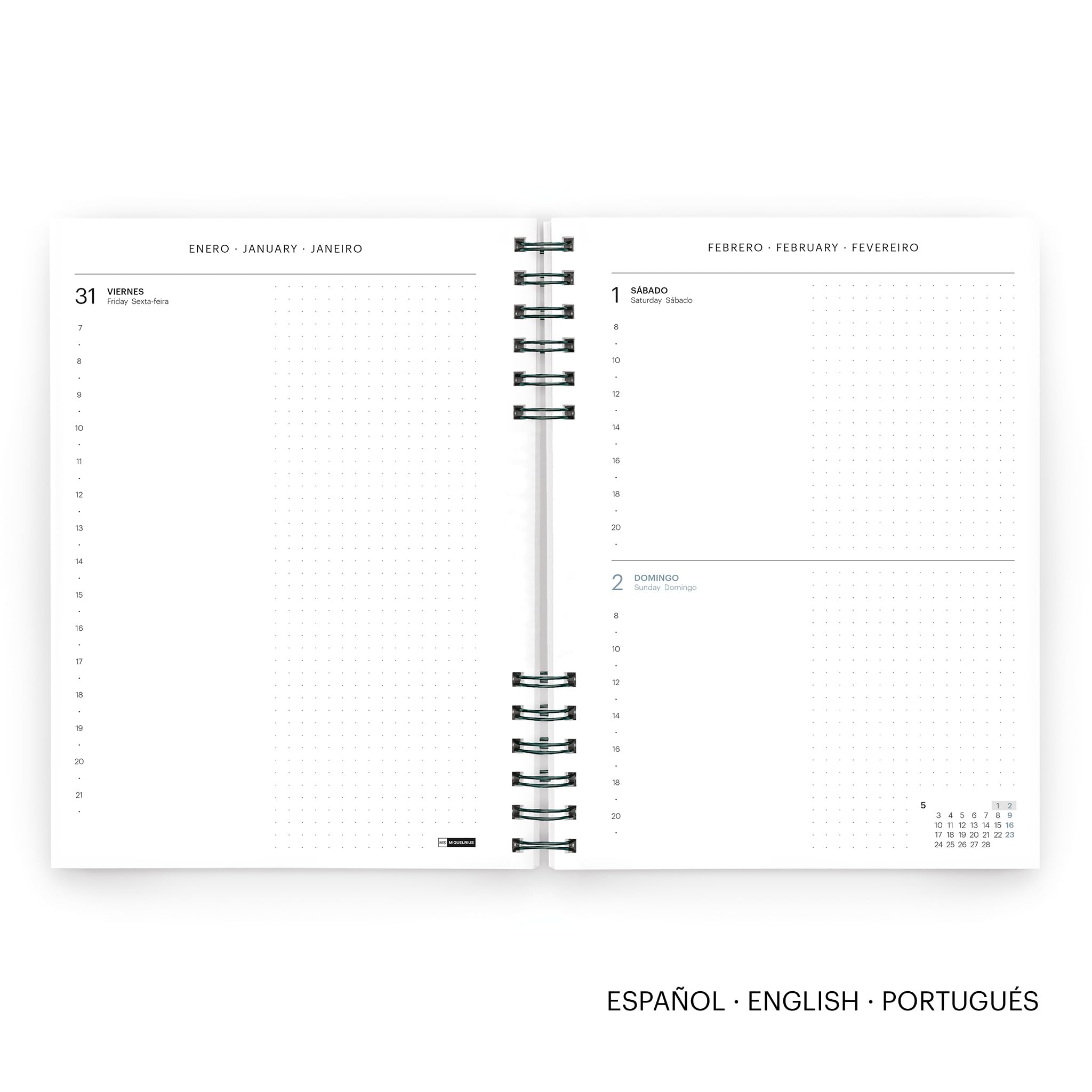 Miquelrius, 2025 Diary, Yearly Diary 155 x 213 mm, Day Page Agenda, Lined Cardboard Cover, Sustainable Paper 100 g/m² - Image 2