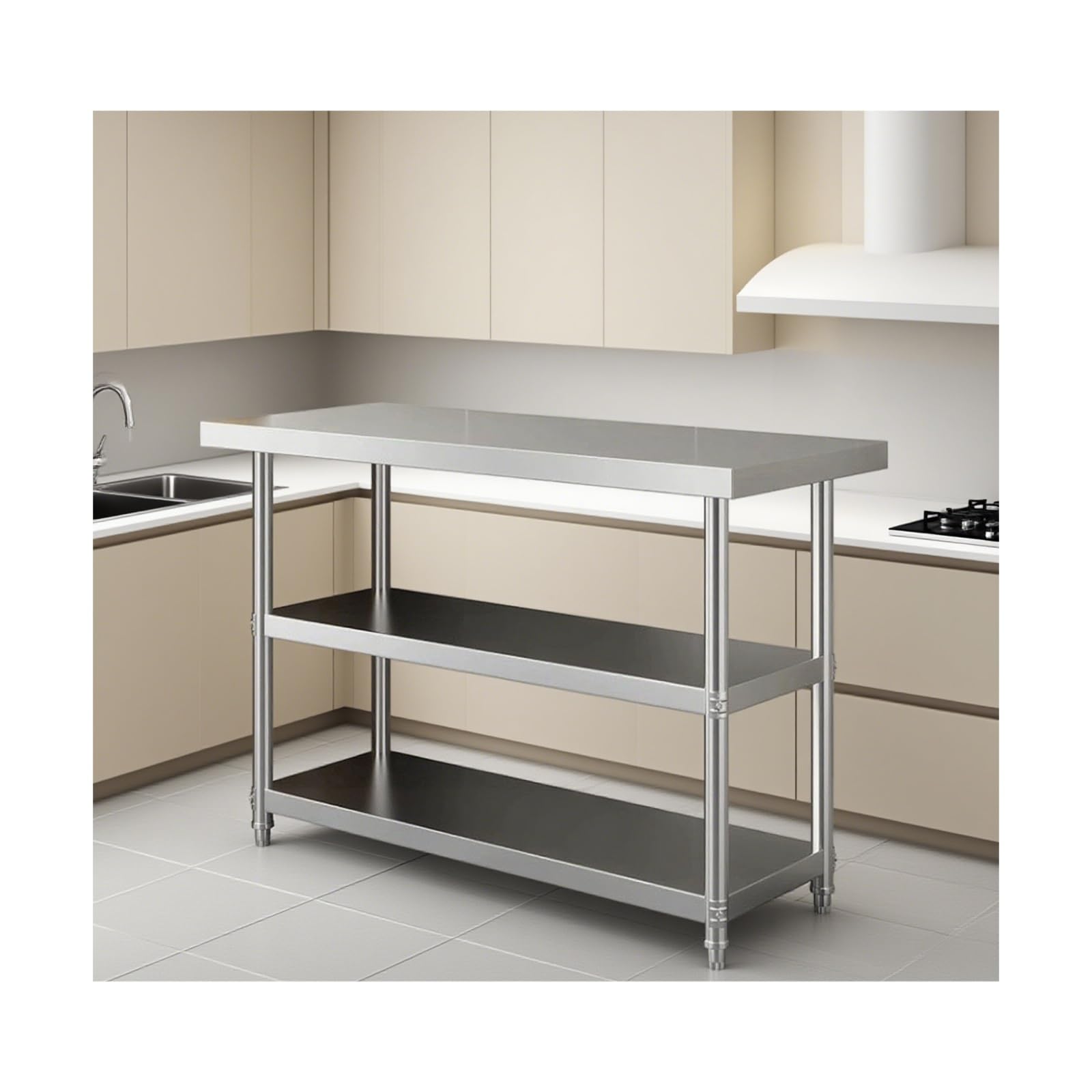 Stainless steel catering workbench, Commercial Table，Kitchen Table ，Easy to Clean(120 * 40 * 80cm/47.2 * 15.7 * 31.5in)