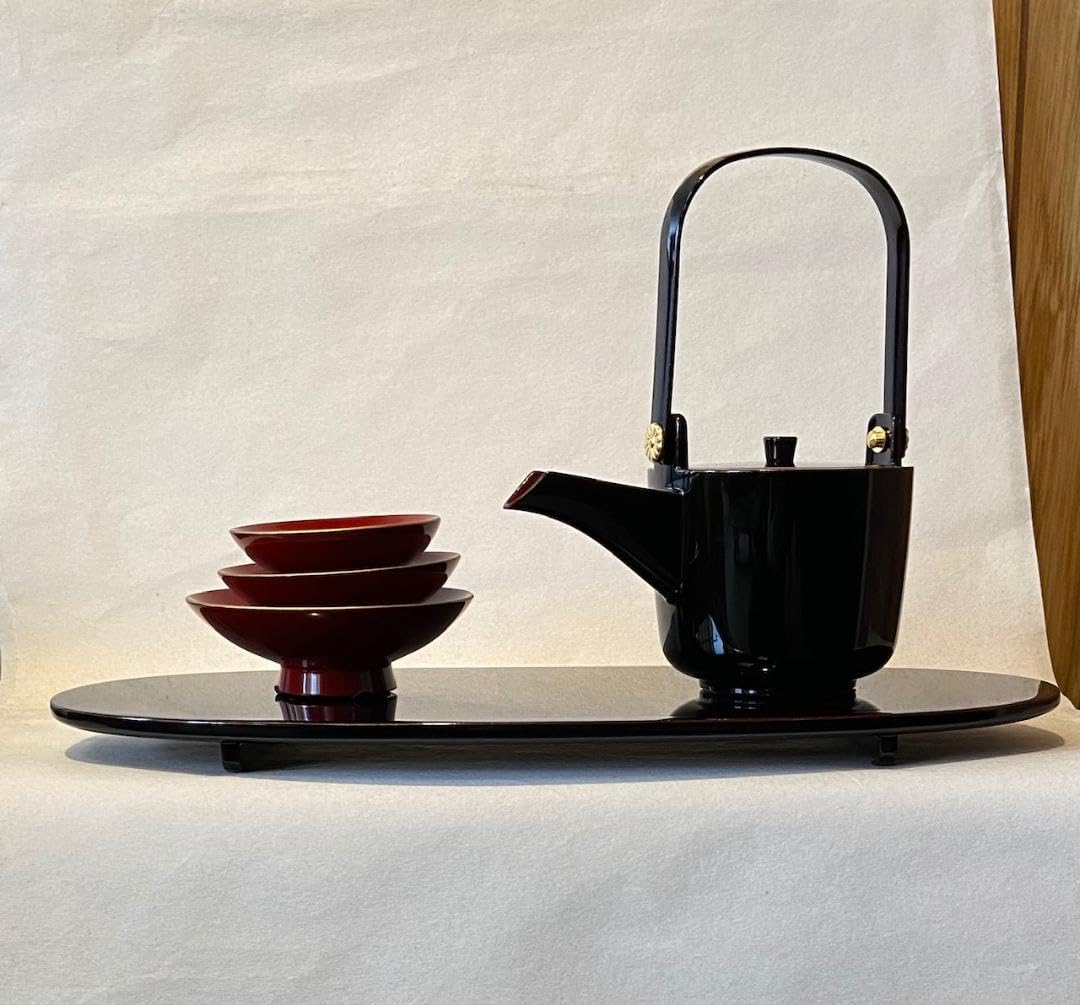 越前漆器■越前塗　屠蘇器　長角尺2　溜★国産★天然木・本漆【新品】 越前漆器□越前塗屠蘇器小判尺 2 溜☆国産☆本漆手塗り【新品】