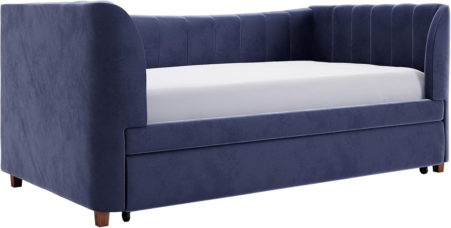 Little Seeds Valentina Upholstered Trundle, Twin Size, Gray Velvet Daybed