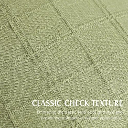 Image of Foindtower Set of 1 Decorative Linen Check Throw Pillow Cover Neutral Farmhouse Lumbar Cushion Cover Modern Boho Accent Home Decor for Sofa Chair Couch Bedroom Living Room,12x20 Inch,Light Green