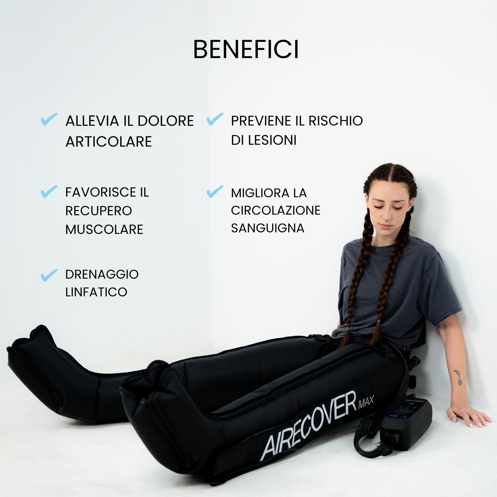 Pressoterapia per la casa, dispositivo di massaggio per le gambe con 4 camere per migliorare la circolazione sanguigna e il drenaggio linfatico, stivali di recupero per rilassare le
