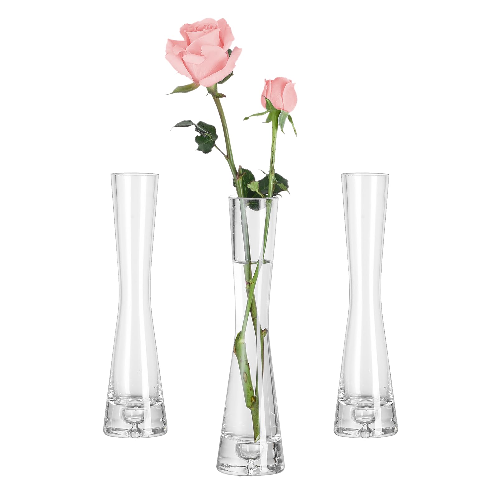 Jarrones de Cristal Jarrones Decorativos: Hewory3Piezas Floreros Decorativos Modernos Jarrón de Vidrio,20cm Altos Jarrones para Flores Floreros Pequeños para Centros Decorativos de Mesa Hogar Salon