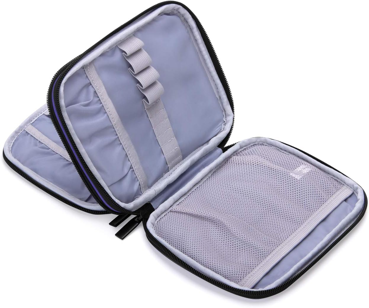Damero Crochet Hook Case, Estuche Portátil con Cremallera para Agujas de Tejer, Ganchos y Kit de Ganchillo con Doble Capa Fácil de Transportar, Violeta