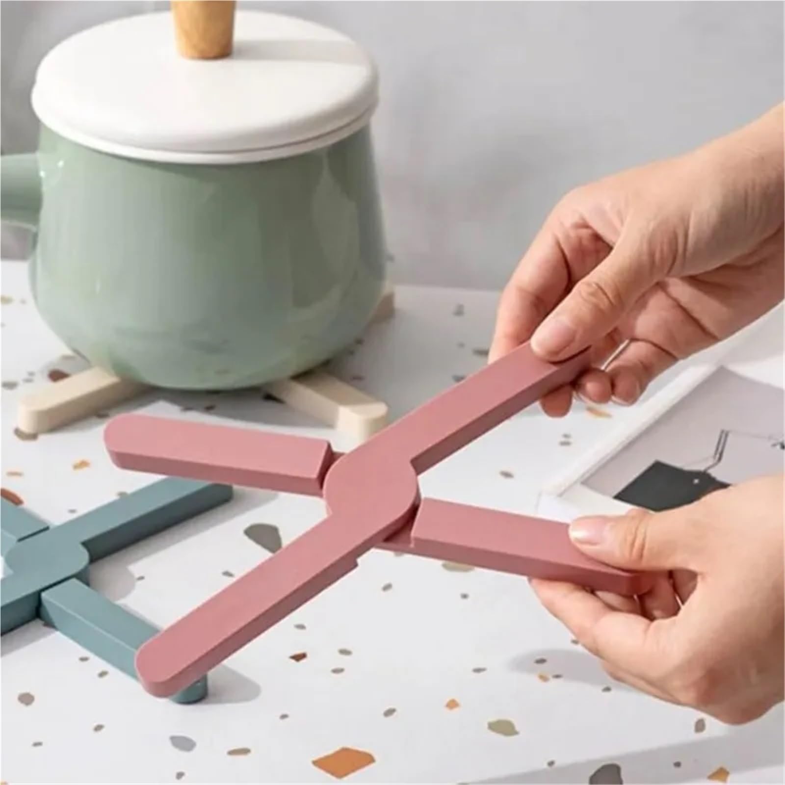 6 Piezas de Almohadillas Resistentes al Calor, Plegables, Antideslizantes, for ollas y sartenes para Ollas y Sartenes Calientes(Grey)
