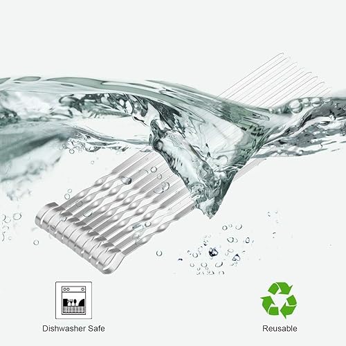 Miniatura 3 de Shish Kabob - Pinchos de kebab, de acero inoxidable de 17.7 pulgadas, reutilizables, palitos planos para barbacoa, para carne, pollo, camarones y