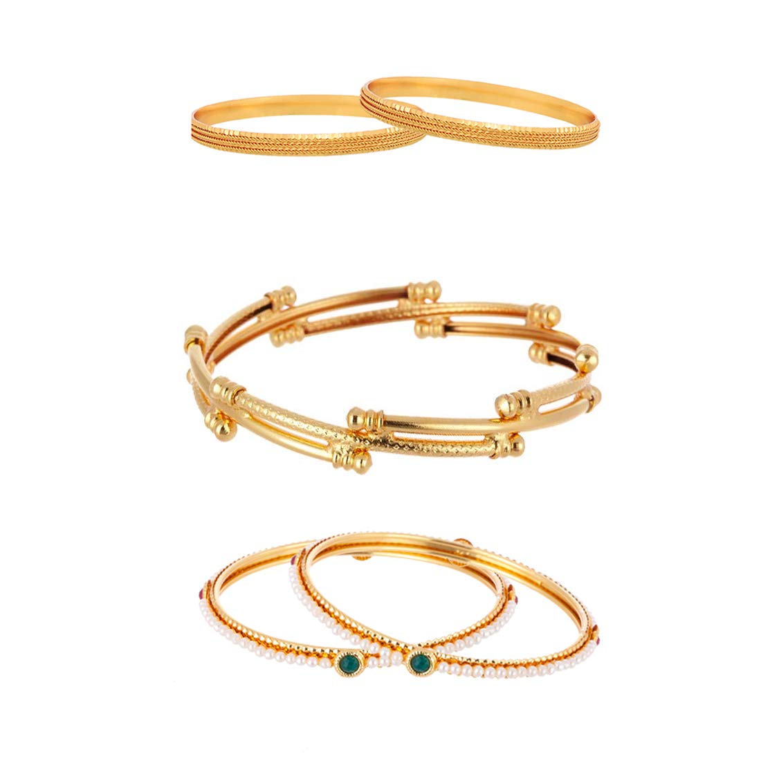 ZENEME Jewellery Combo Of Designer Victoria Bangles, Pearls Bangles, Trendy Gold Plated Bangles For Women & Girls - Pack Of 5 (2.8) (B071L2TKZK) Amazon Price History, Amazon Price Tracker