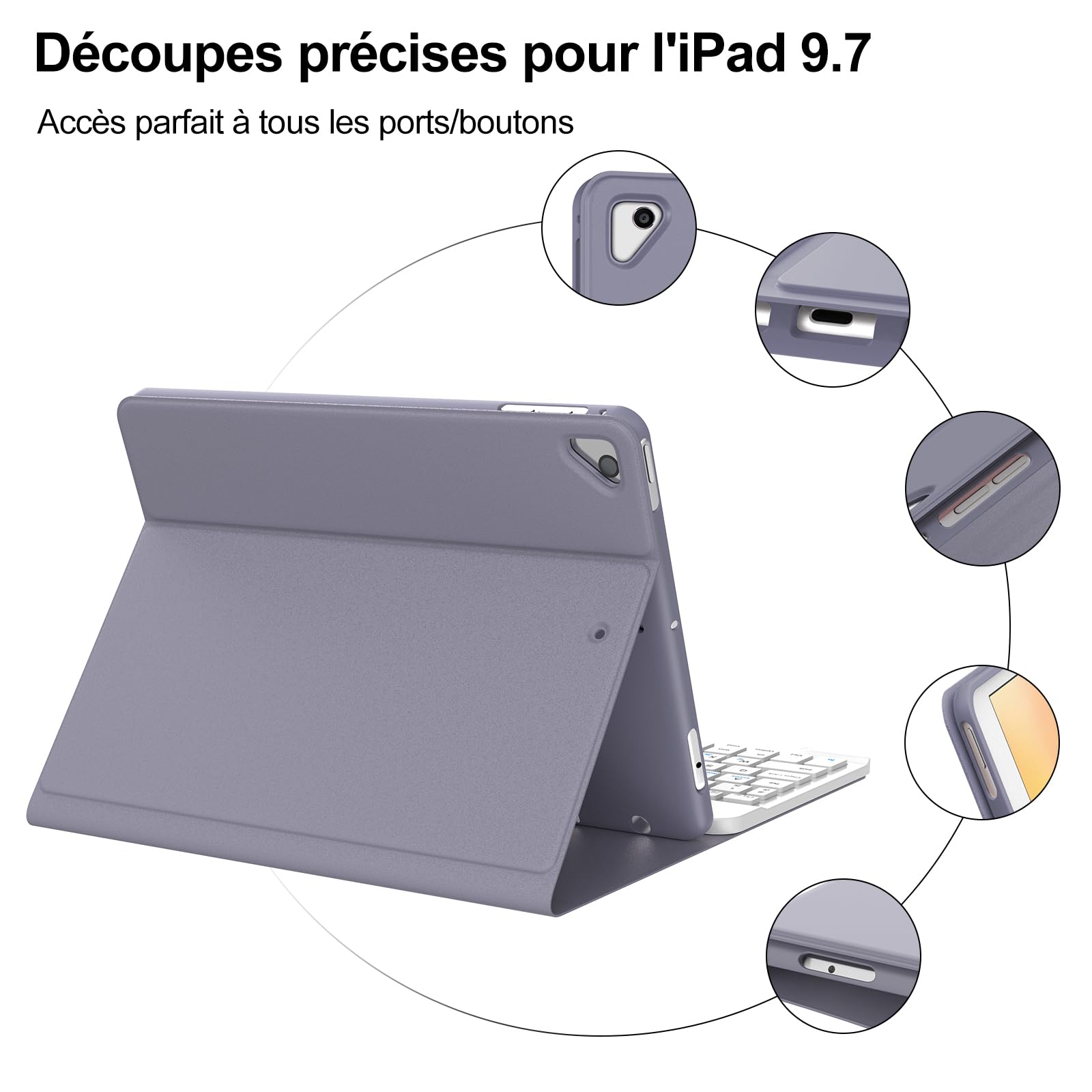 JADEMALL Coque Clavier Pour IPad 6ème/ 5ème Géneration 2018