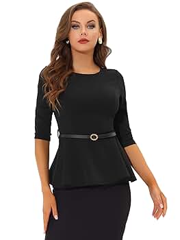 Amazon.com: Allegra K Peplum Tops for Women's 3/4 Sleeve