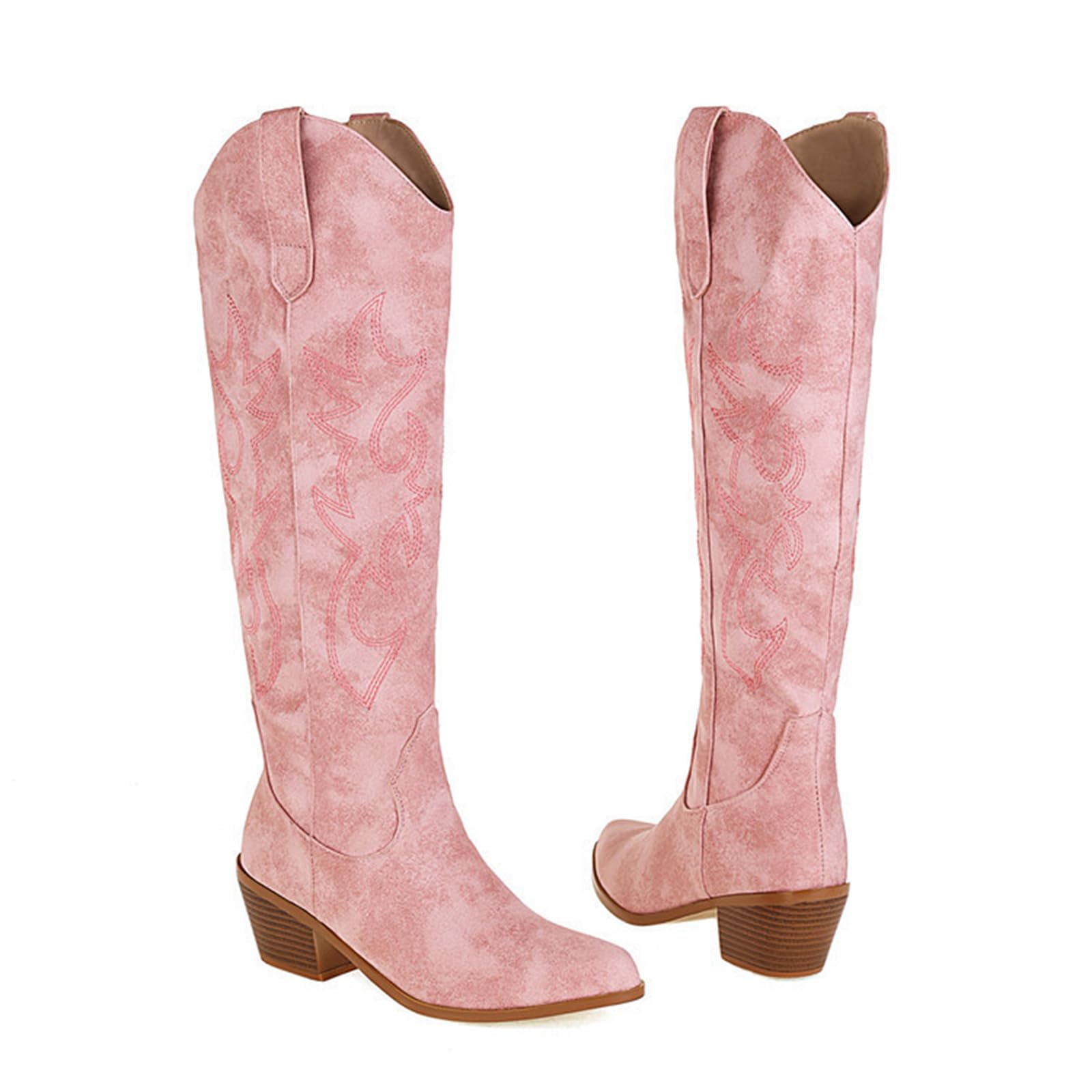 Botas hasta La Rodilla Western con Detalles Bordados Tacón Ancho Punta Otoño Moda Diario Aire Libre Montar Fiesta Festival Eventos