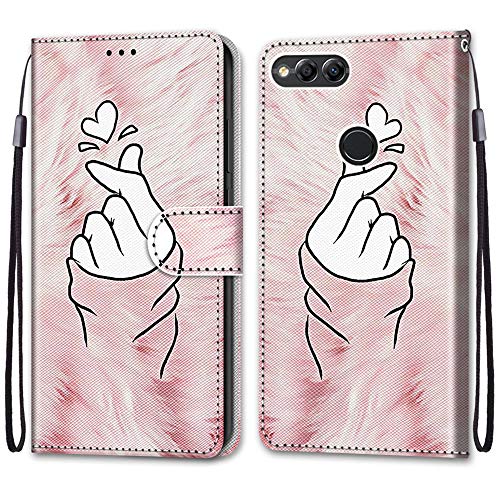 Mo-Somnus Funda para Huawei Honor 7X, Funda Cartera Funda Libro Caso Piel PU con Tapa Magnético Billetera Flip Carcasa Cuero [Protección Completa] [Ranura para Tarjeta] (Amor)