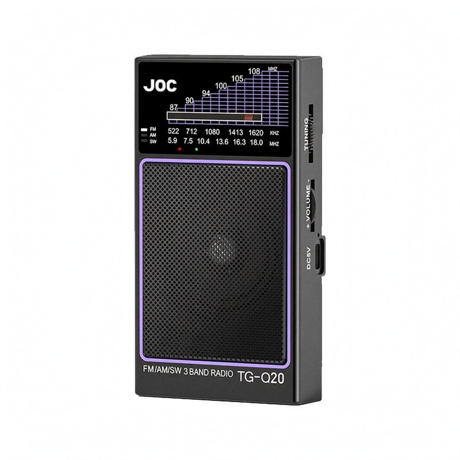 Telescopic Antenna AM Frequency Modulation Shortwave Radio Display Scale Pocket Radio Side Controls Broadcast Receiver Rectangular Body, Black-image-47