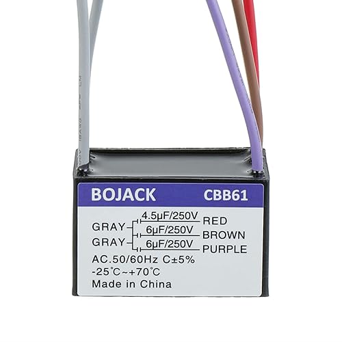 Miniatura 7 de BOJACK CBB61 4.5uF+5uF+6uF 250V AC Ventilador de techo Condensador de arranque para compatible con Harbor Breeze & New Tech 4 cables (paquete de 1