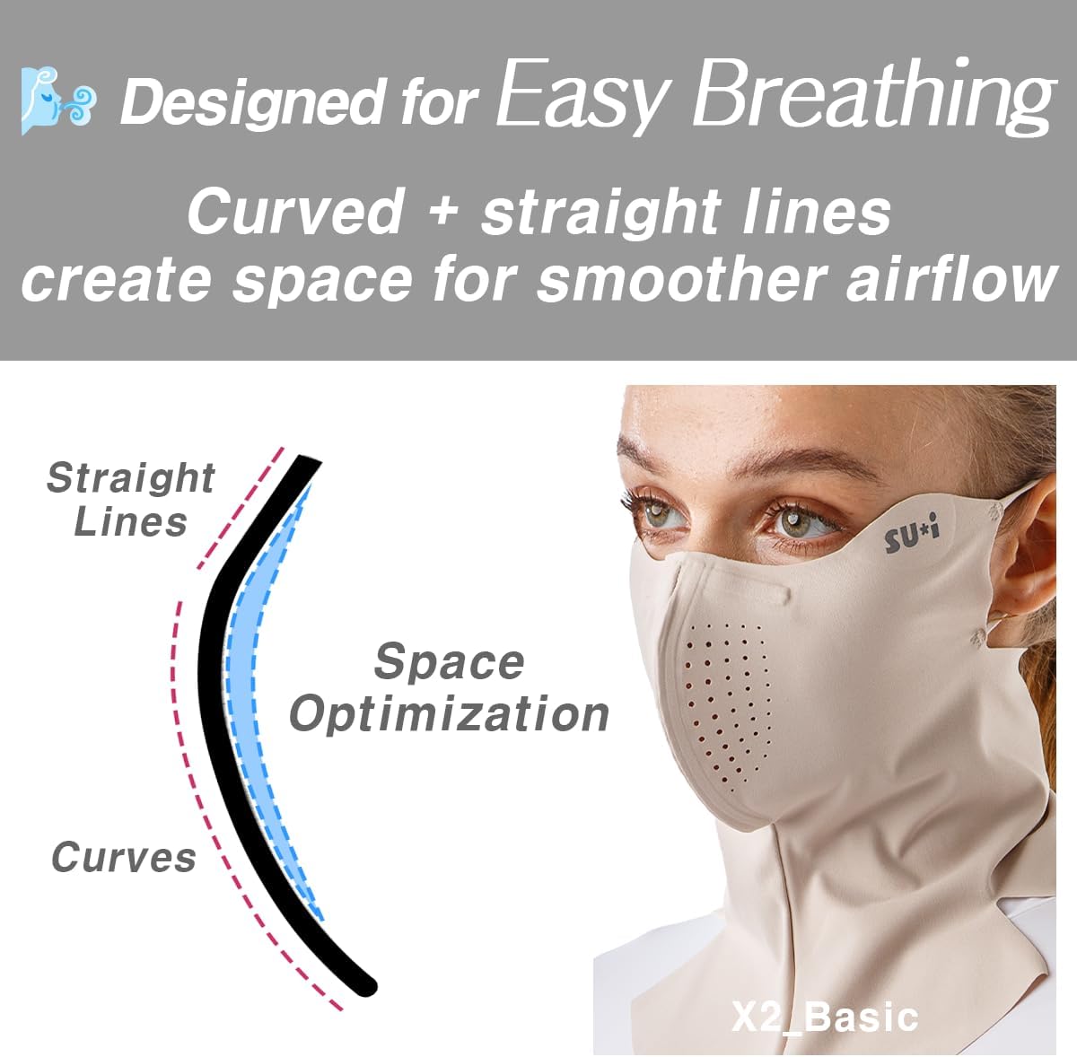 KOREA X-Series X3 Flex Power Aqua-X UV Cooling Balaclava Mask with Nose Wire, Golf Running Outdoor Sports