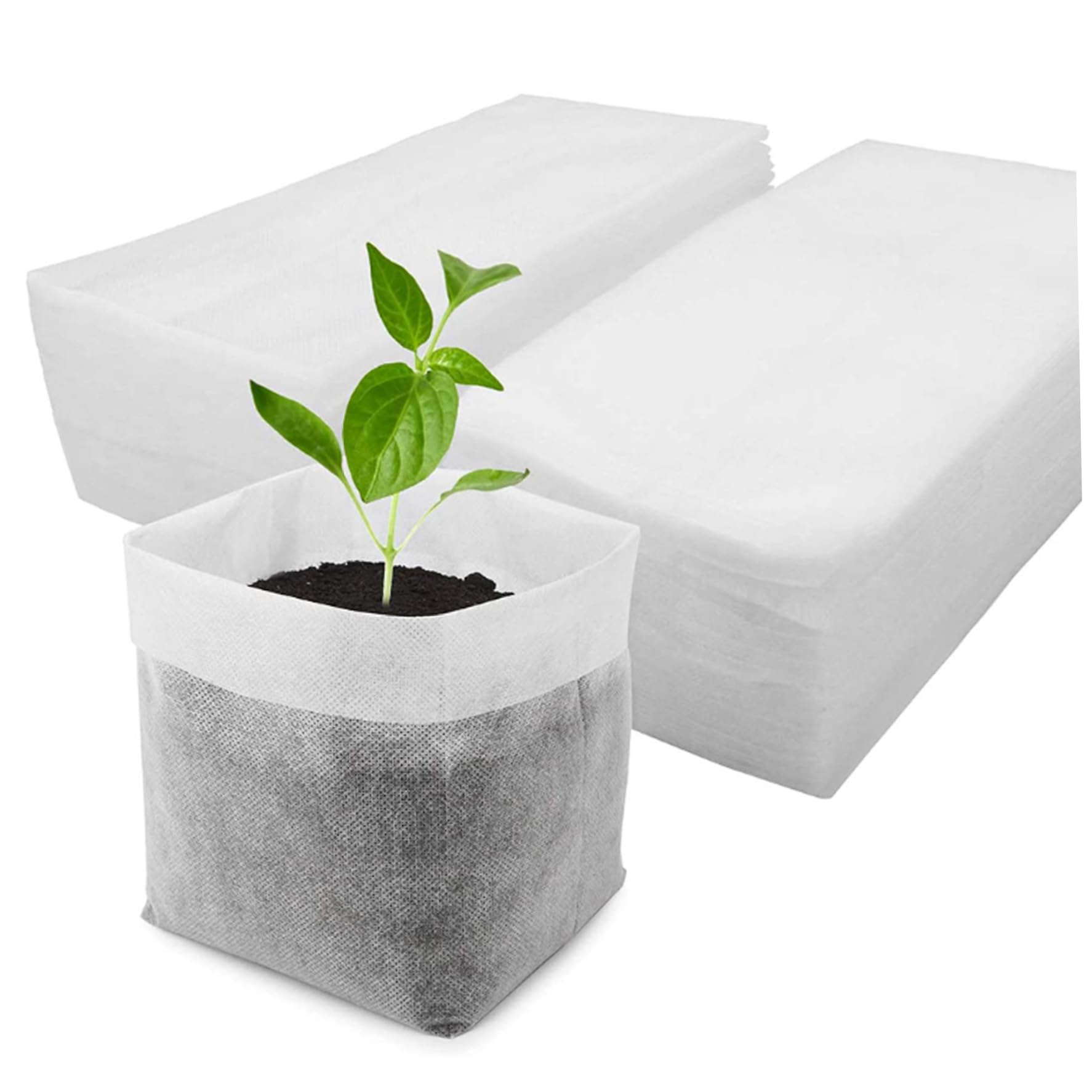 Wedhapy Garden Bag Plant Nursery Bag 100Pcs Degradable Planting Bags Non-woven Fabric Grow Bags Breathable Permeable Moisturized Planter for Gardening Small
