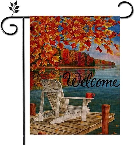 Bandera de jardín de bienvenida de otoño, floral, agradecimiento, doble cara, vertical, rústica, granja, patio, decoración de temporada al aire Bandera de jardín de bienvenida de otoño, floral, agradecimiento, doble cara, vertical, rústica, granja, patio, decoración de temporada al aire