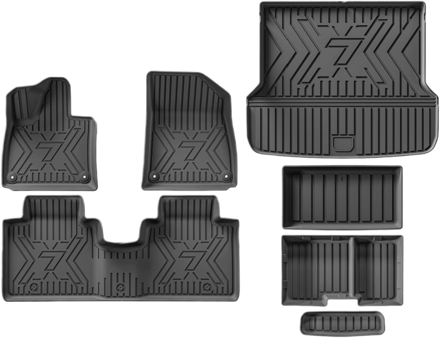 Car Floor Mats Compatible with 5 Seats Zeekr 7X 2024 2025 All-Weather Cargo Liner Trunk Mat TPE Waterproof Floor Liner(7X 7pcs Set)