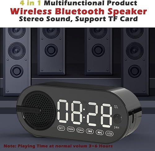 Miniatura 3 de IHAO Altavoces Bluetooth inalámbricos portátiles 4 en 1 Caja de sonido multifuncional Reloj despertador Mini Radio FM Espejo 4 horas de tiempo de