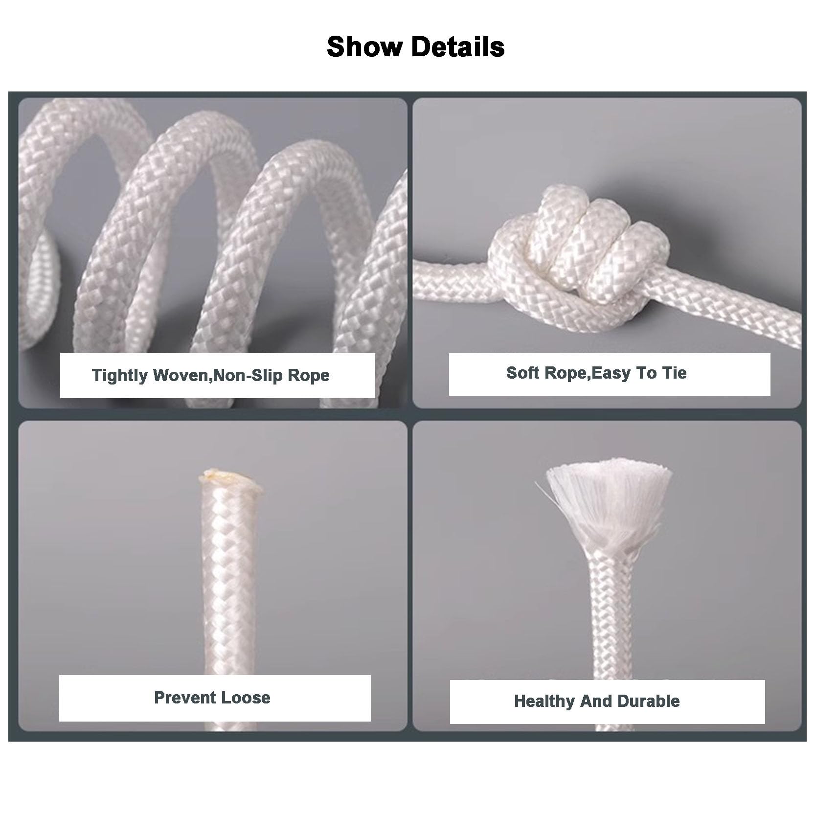 WABMJGW Corda Multiuso 50m,Corda Di Legatura In Poliestere 3~10mm,Corda Per Asta Della Bandiera Resistente All'Usura, Resistente Al Sole,Corde Di Legatura, Corda Da Giardino,White-8 Mm - Foto 2