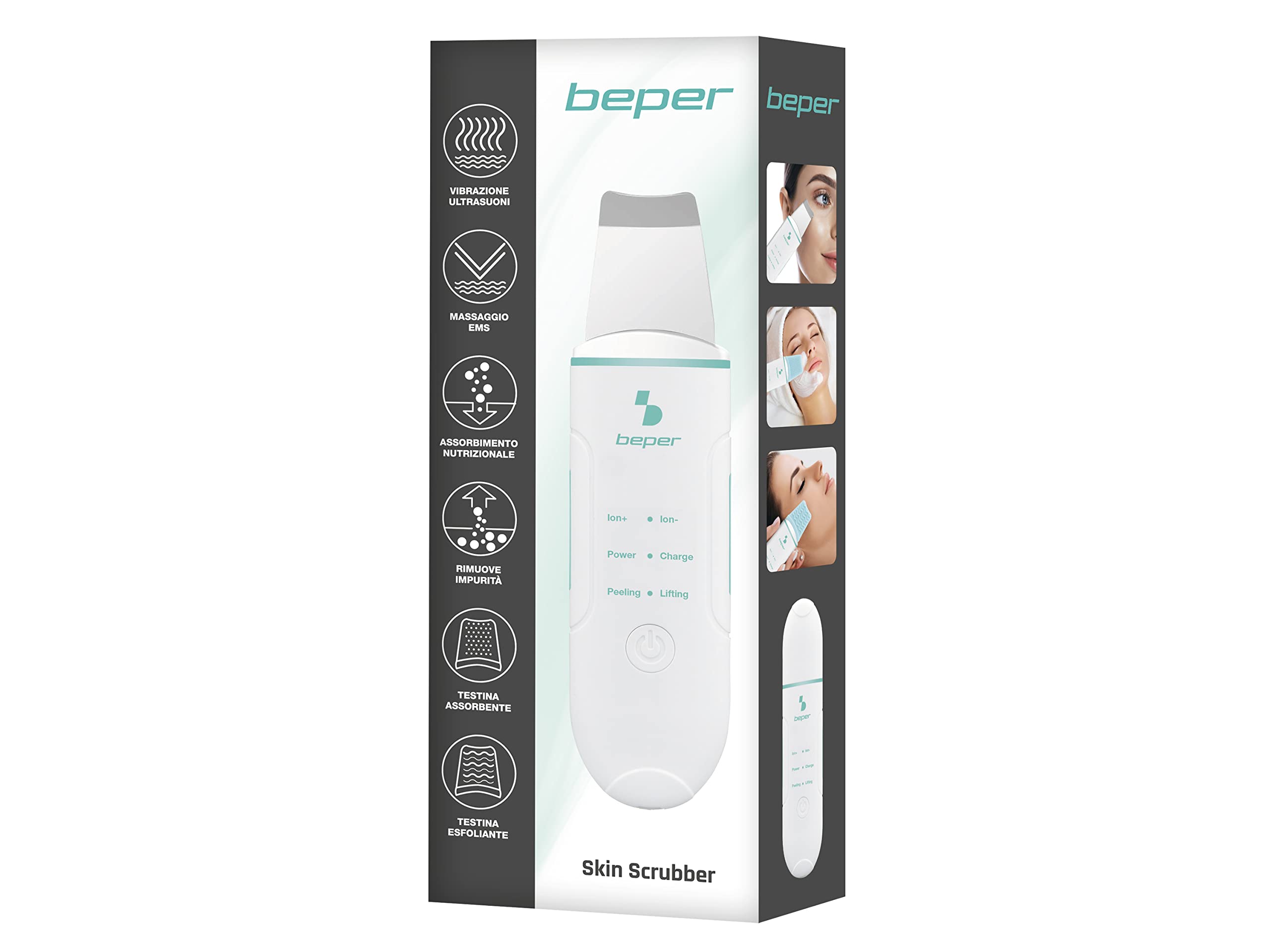 BEPER P302VIS003 Ultrasonic Facial Cleansing Device and Facial Massager 4 Functions - SkinCare for All Skin Types