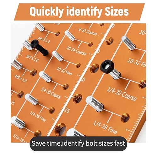 Miniatura 2 de HDQHKE Comprobador de roscas de tuerca y perno, calibre de rosca, calibre de identificación de pernos y tuercas, identibolt de 14 pulgadas y 14